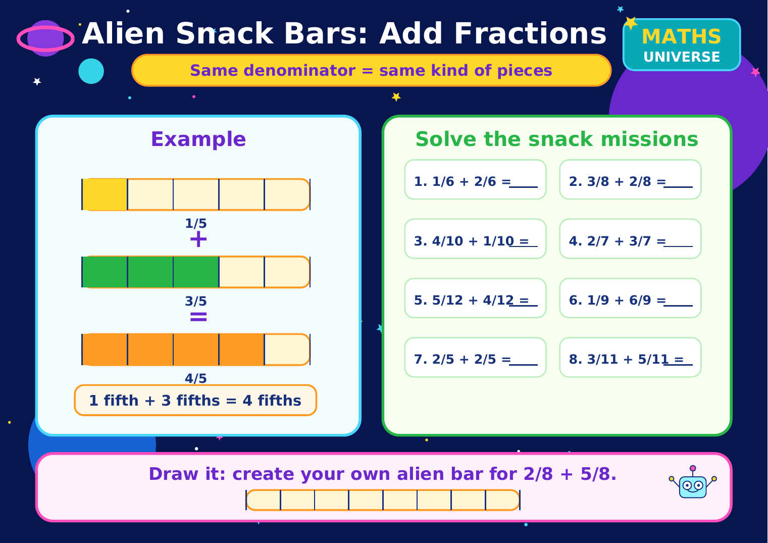 Adding fractions worksheet preview